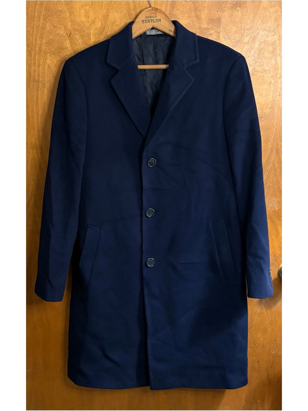 Loro Piana Navy Blue 100% Wool Long Coat Black Label Saks Fifth Avenue Preppy